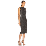 Vestido tubo midi de tweed en blanco y negro by Victoria Beckham