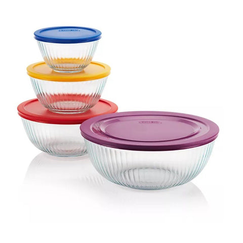 Set de vidrio Pyrex Bowl acanalado para mezclar