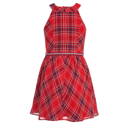 Vestido corte A sin mangas a cuadros Scarlet Sage para Niñas Tommy Hilfiger