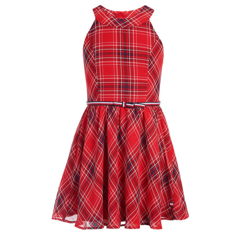 Vestido corte A sin mangas a cuadros Scarlet Sage para Niñas Tommy Hilfiger